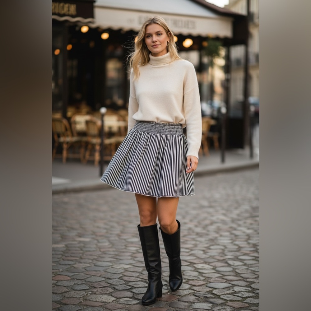 Old Navy Black and White Striped Skirt